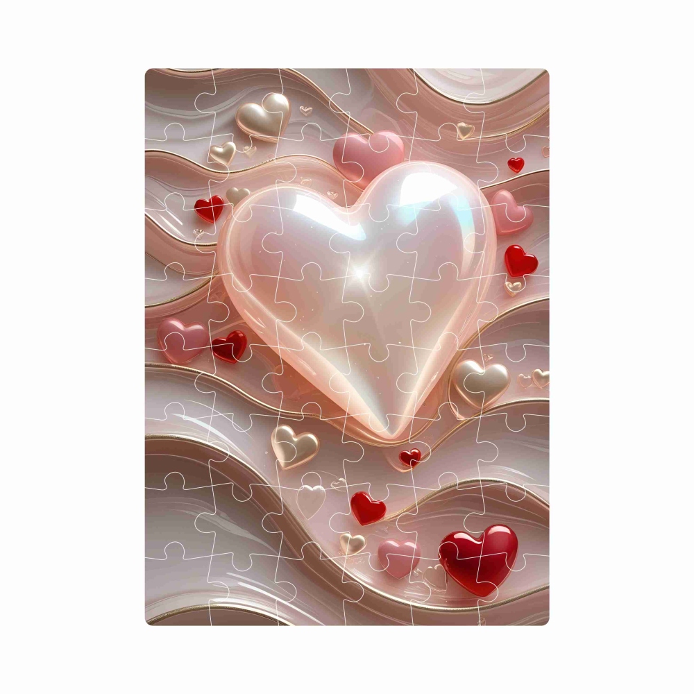 Puzzle 20x15cm (40 dílků) s obrázkem - srdíčka