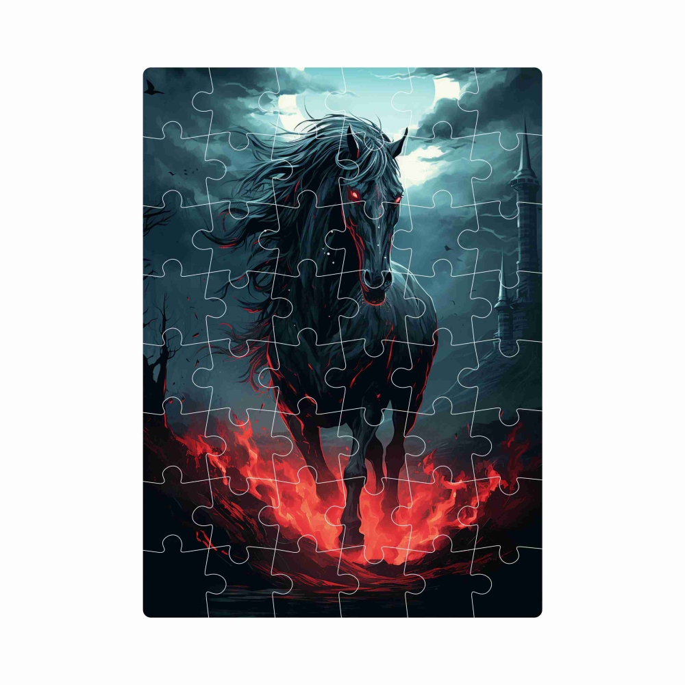 Puzzle 20x15cm (40 dílků) s obrázkem - temný kůň