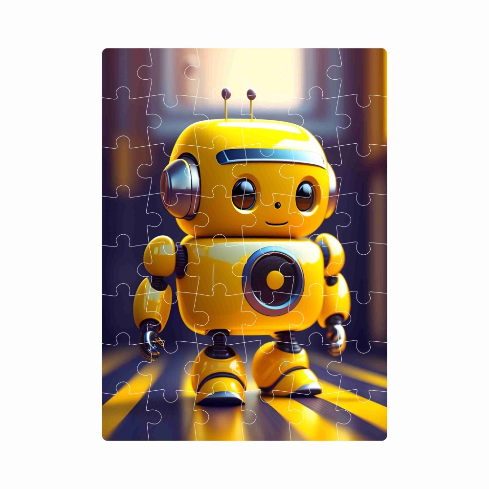 Puzzle 20x15cm (40 dílků) s obrázkem - žlutý robot