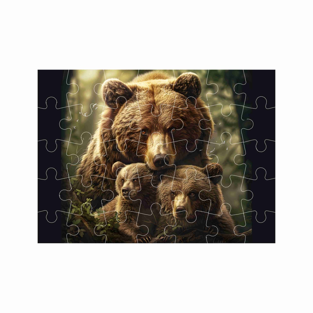 Puzzle 27x19,5cm (35 dílků) s obrázkem - medvědice s mláďaty