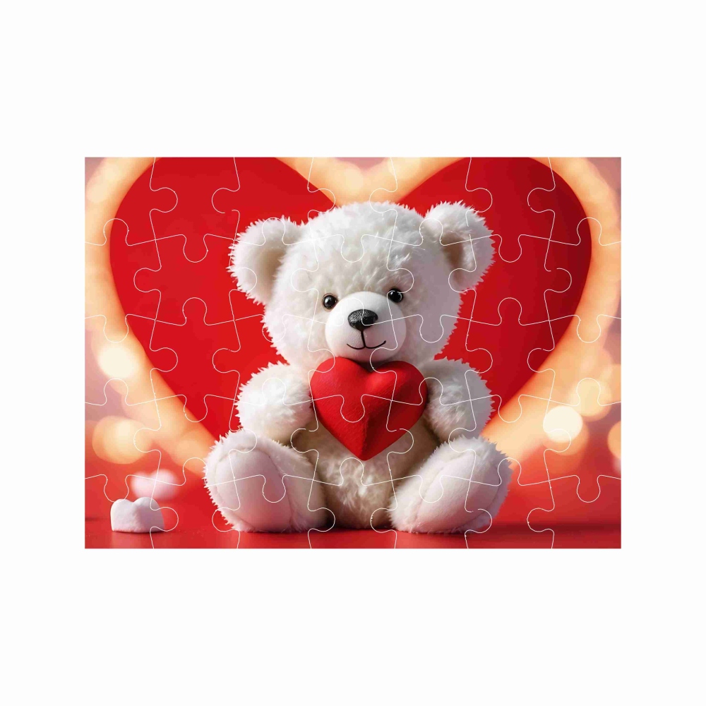Puzzle 27x19,5cm (35 dílků) s obrázkem - medvídek se srdíčkem