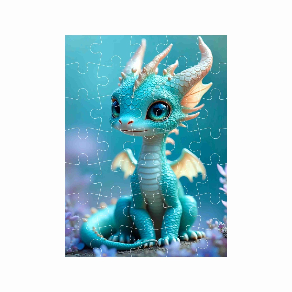 Puzzle 27x19,5cm (35 dílků) s obrázkem - modrý dráček