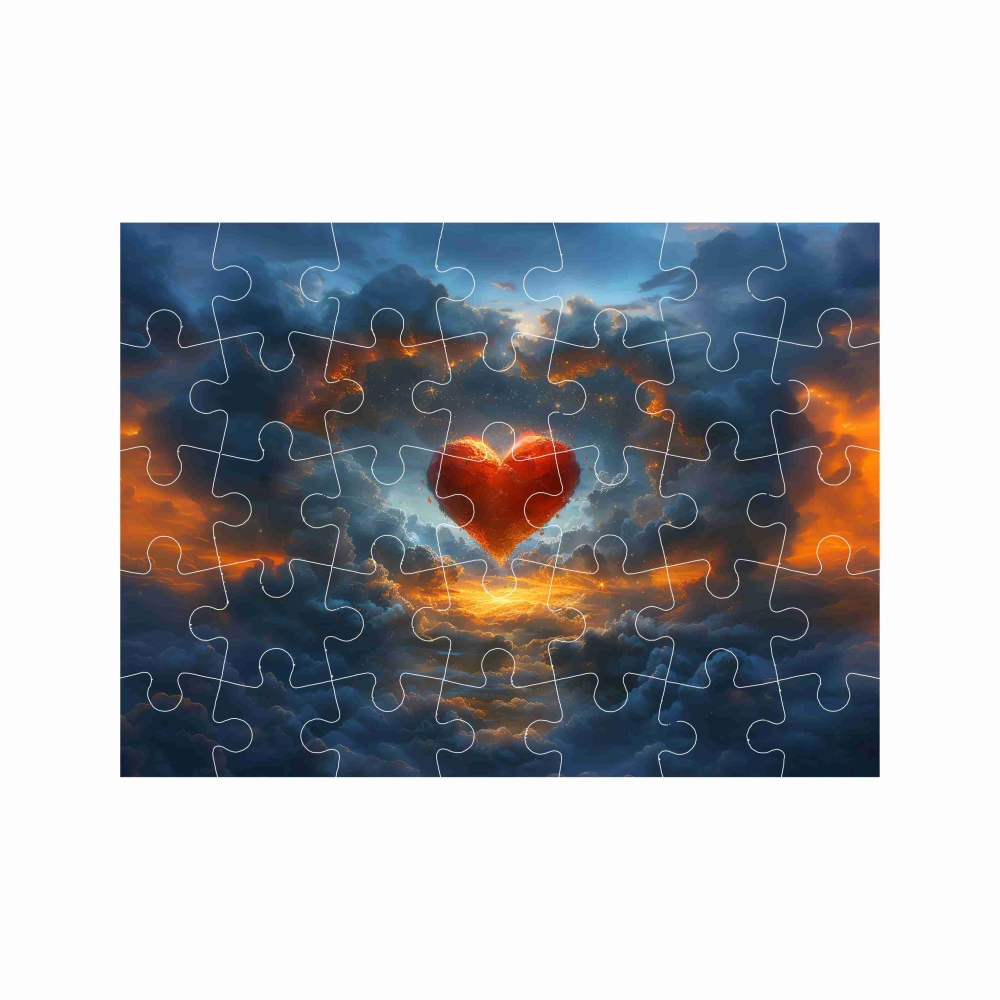 Puzzle 27x19,5cm (35 dílků) s obrázkem - srdce a mraky