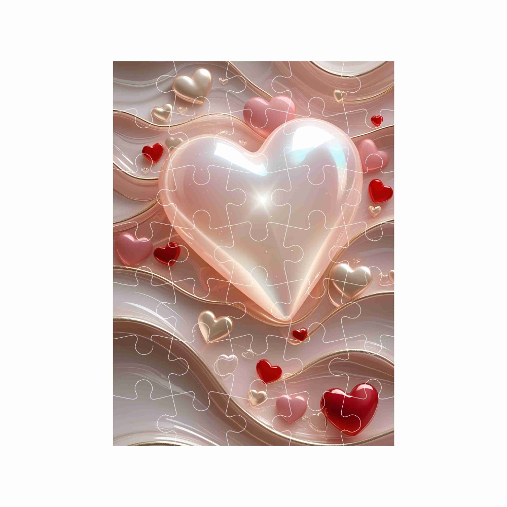 Puzzle 27x19,5cm (35 dílků) s obrázkem - srdíčka