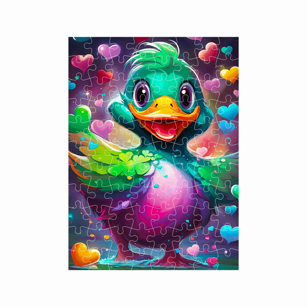 Puzzle 27x19,5cm (88 dílků) s obrázkem - barevná kachnička