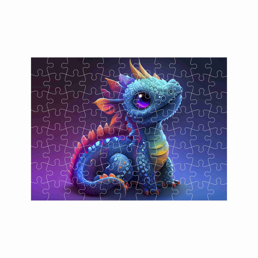 Puzzle 27x19,5cm (88 dílků) s obrázkem - barevný dráček