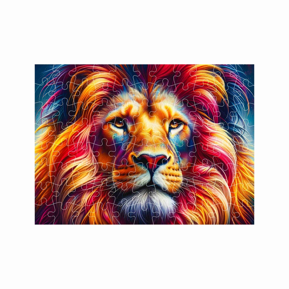 Puzzle 27x19,5cm (88 dílků) s obrázkem - barevný lev