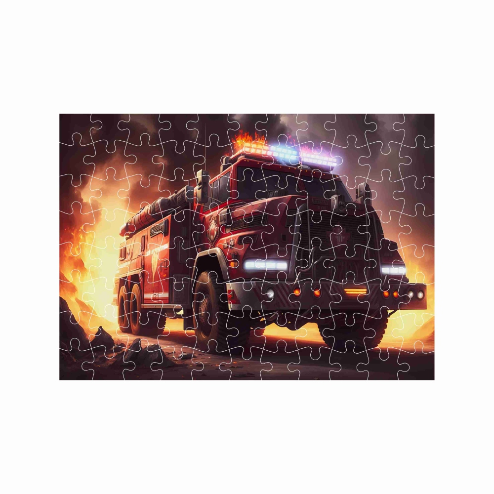 Puzzle 27x19,5cm (88 dílků) s obrázkem - hasičský vůz