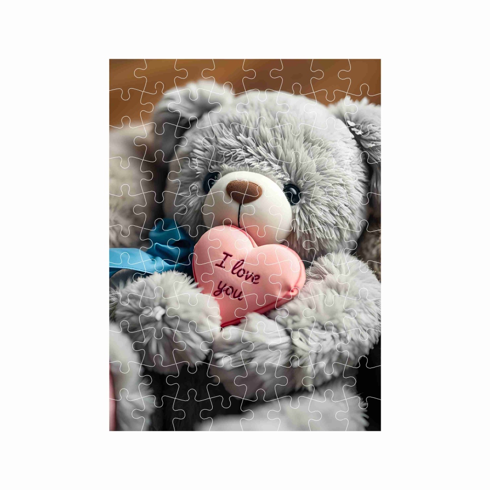 Puzzle 27x19,5cm (88 dílků) s obrázkem - medvídek se srdíčkem 1