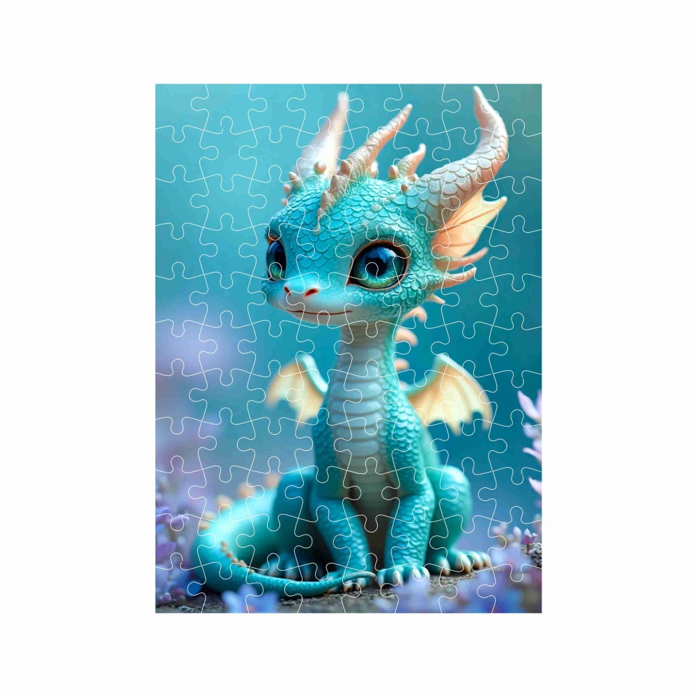 Puzzle 27x19,5cm (88 dílků) s obrázkem - modrý dráček