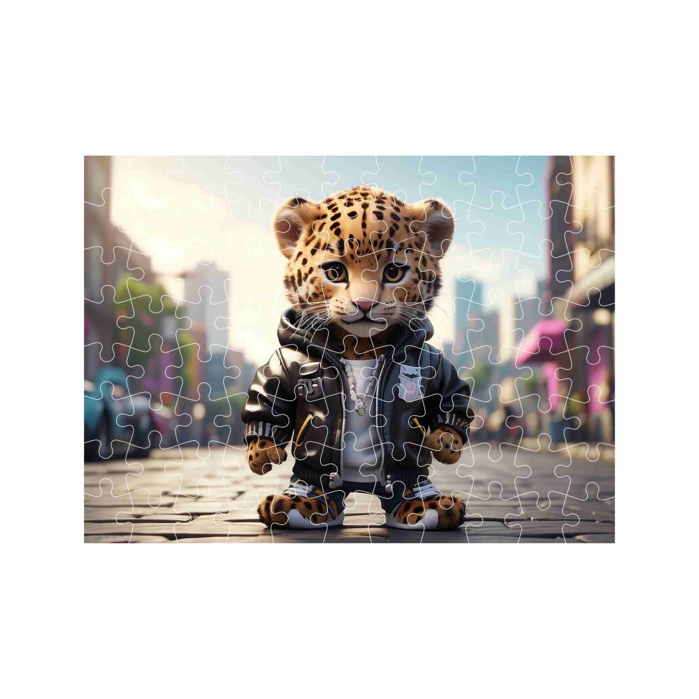 Puzzle 27x19,5cm (88 dílků) s obrázkem - tygřík v bundě