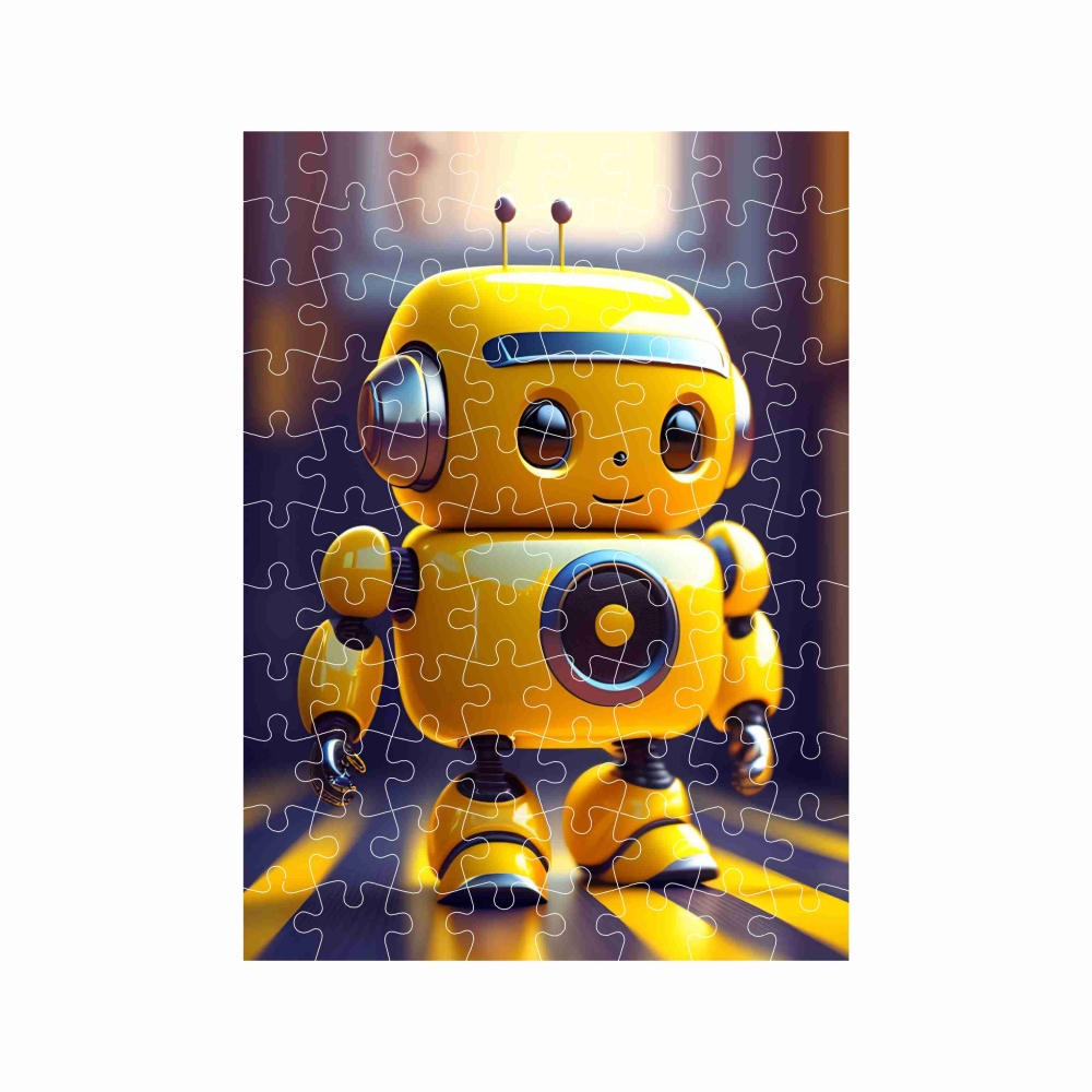 Puzzle 27x19,5cm (88 dílků) s obrázkem - žlutý robot
