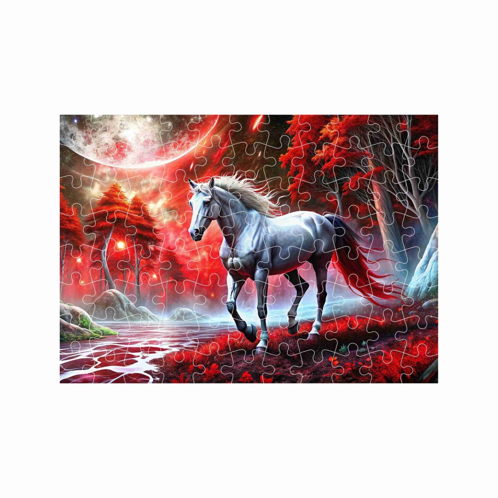Puzzle A4 29x20cm (120 dílků) s obrázkem - kůň ve fantasy lese