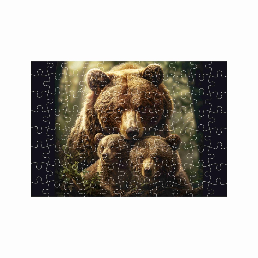 Puzzle A4 29x20cm (120 dílků) s obrázkem - medvědice s mláďaty