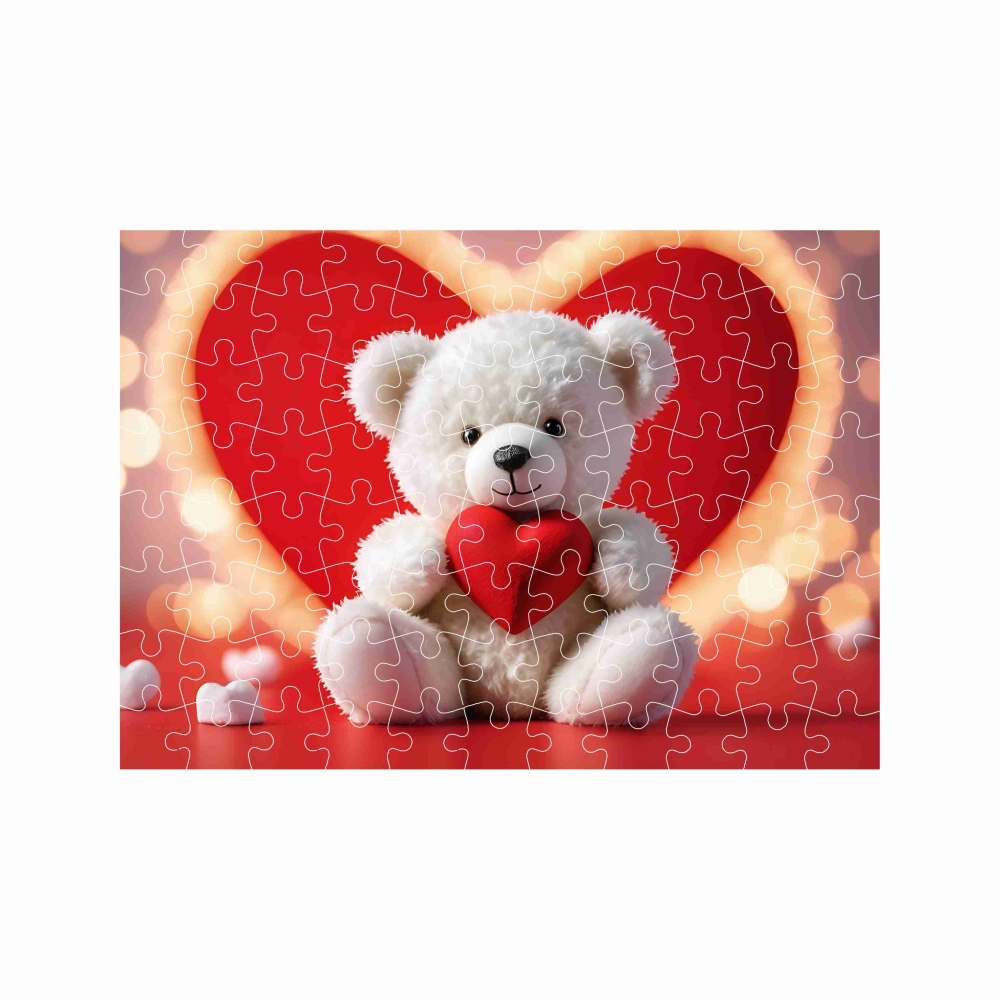 Puzzle A4 29x20cm (120 dílků) s obrázkem - medvídek se srdíčkem