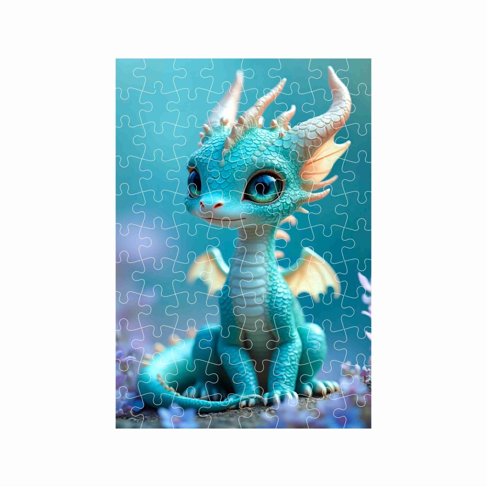 Puzzle A4 29x20cm (120 dílků) s obrázkem - modrý dráček