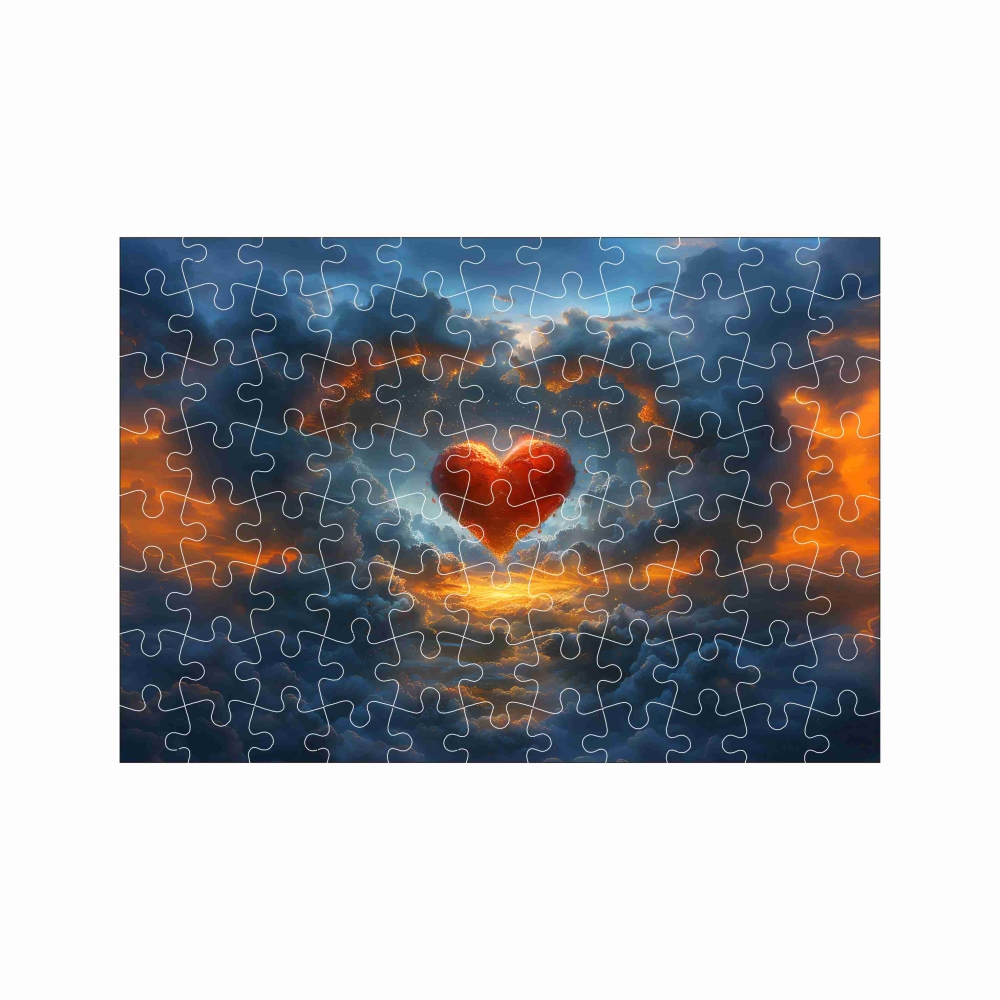 Puzzle A4 29x20cm (120 dílků) s obrázkem - srdce a mraky