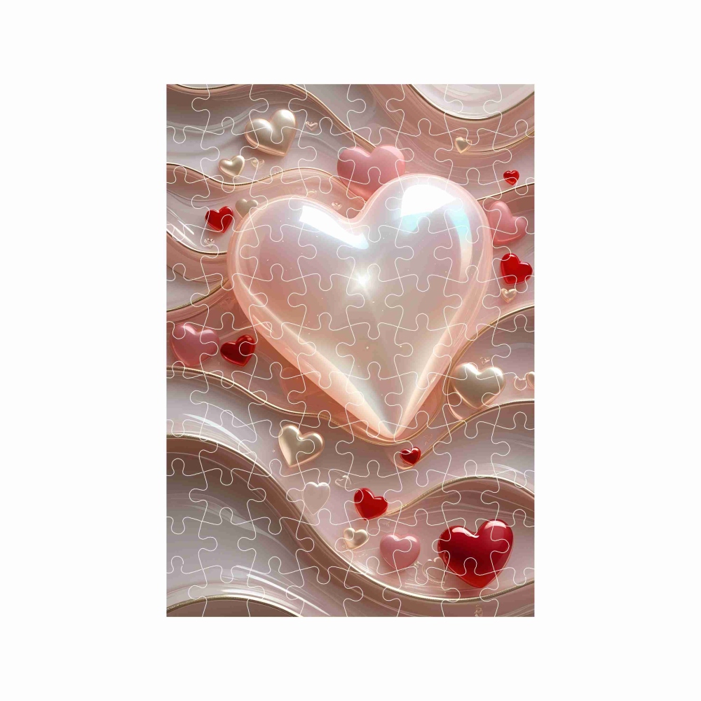 Puzzle A4 29x20cm (120 dílků) s obrázkem - srdíčka