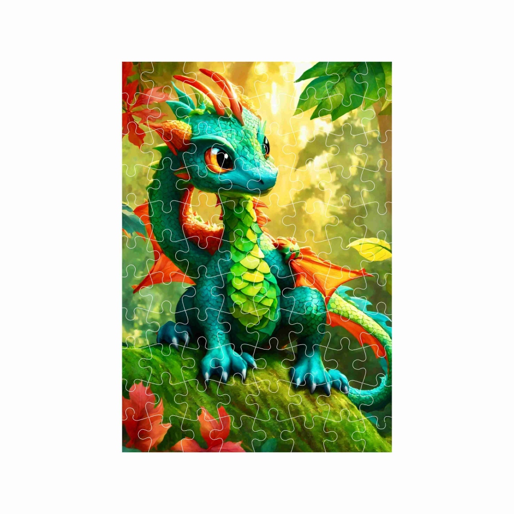 Puzzle A4 29x20cm (120 dílků) s obrázkem - zelený dráček