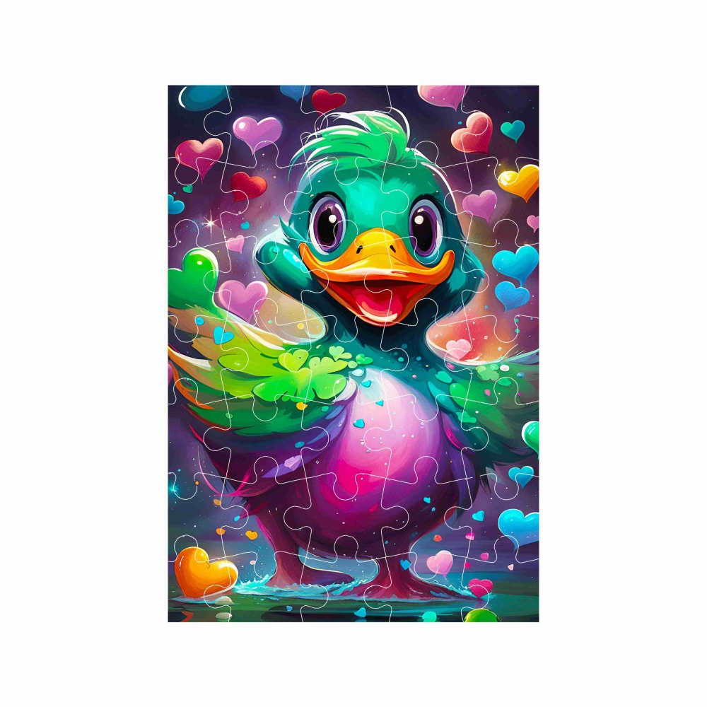 Puzzle A4 29x20cm (40 dílků) s obrázkem - barevná kachnička