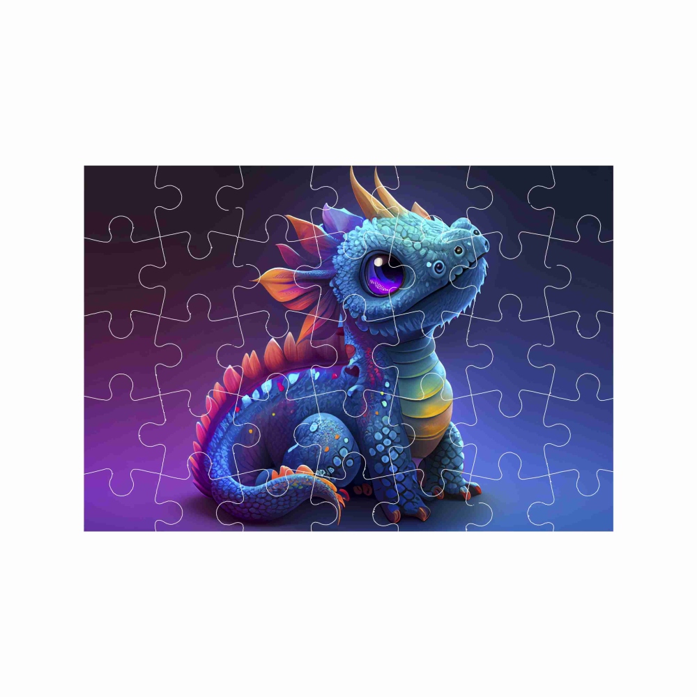 Puzzle A4 29x20cm (40 dílků) s obrázkem - barevný dráček