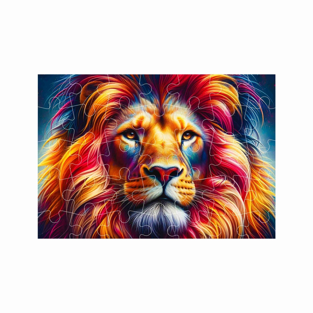 Puzzle A4 29x20cm (40 dílků) s obrázkem - barevný lev