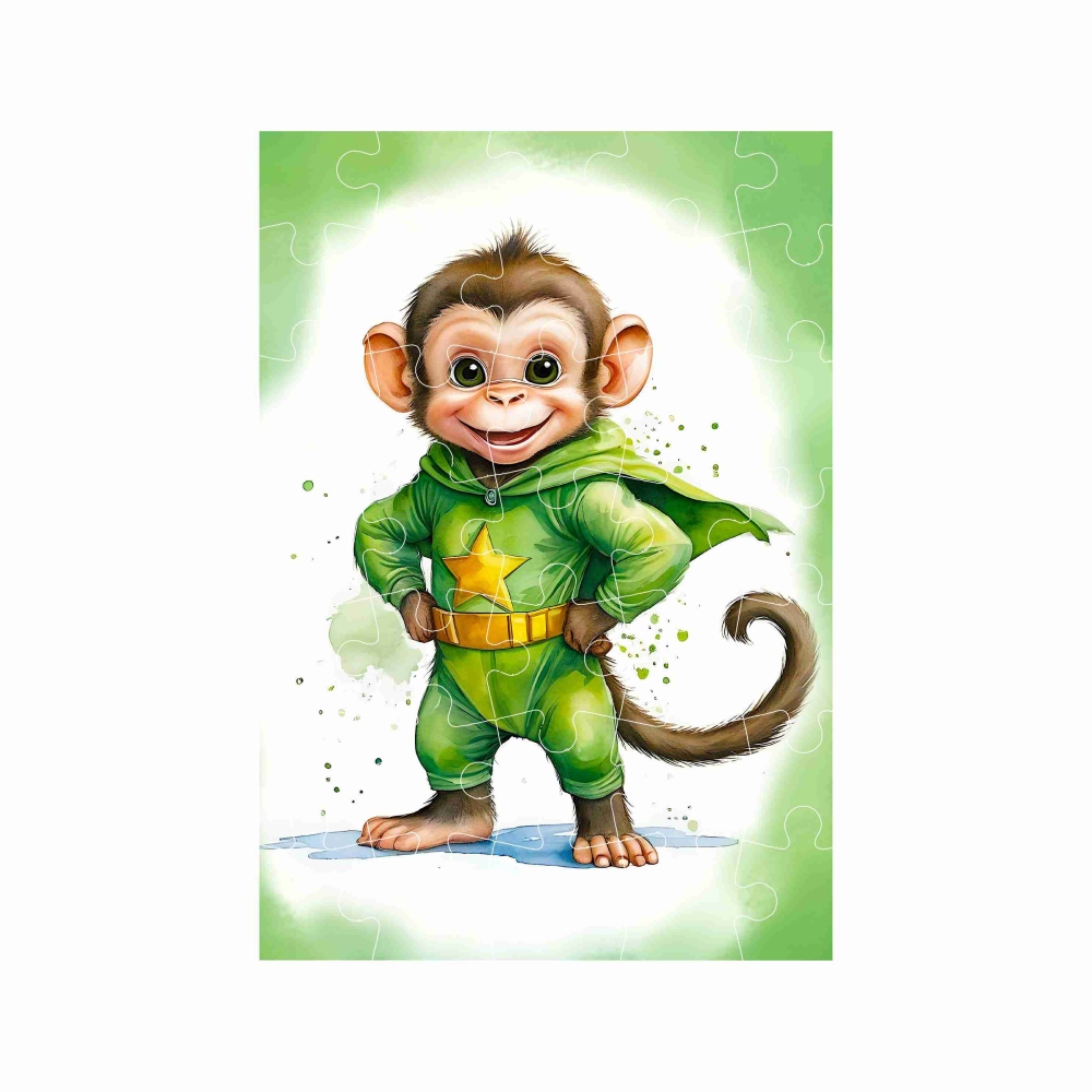 Puzzle A4 29x20cm (40 dílků) s obrázkem - kreslená opička