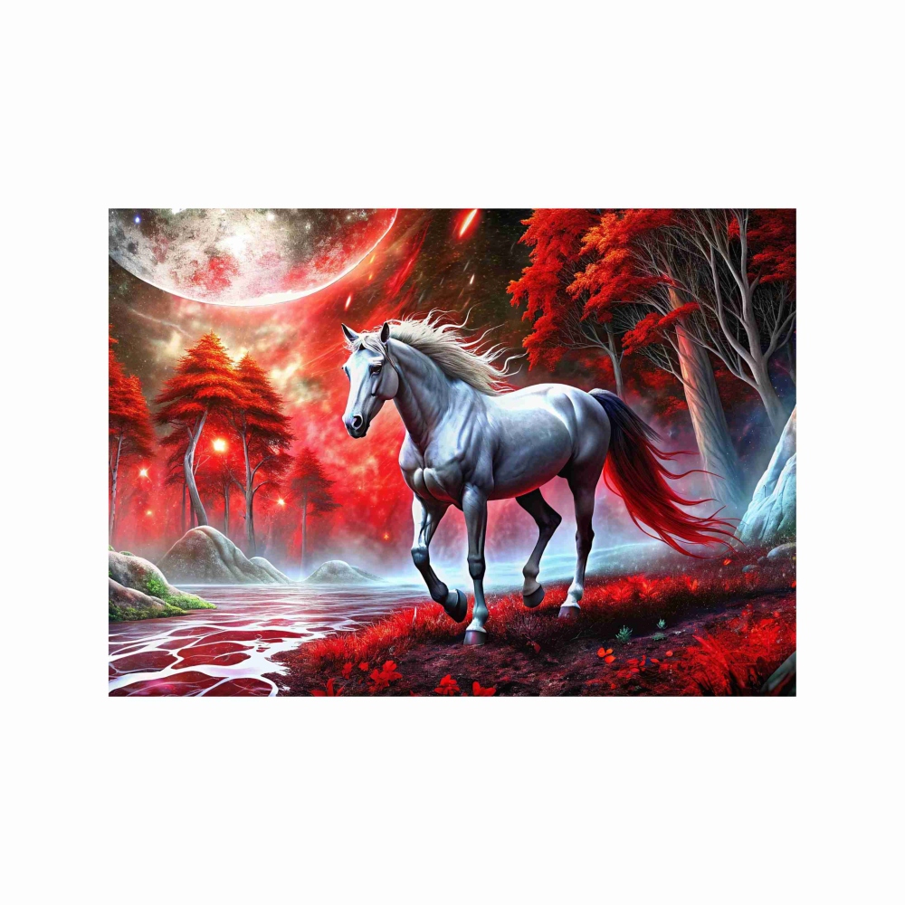 Puzzle A4 29x20cm (40 dílků) s obrázkem - kůň ve fantasy lese