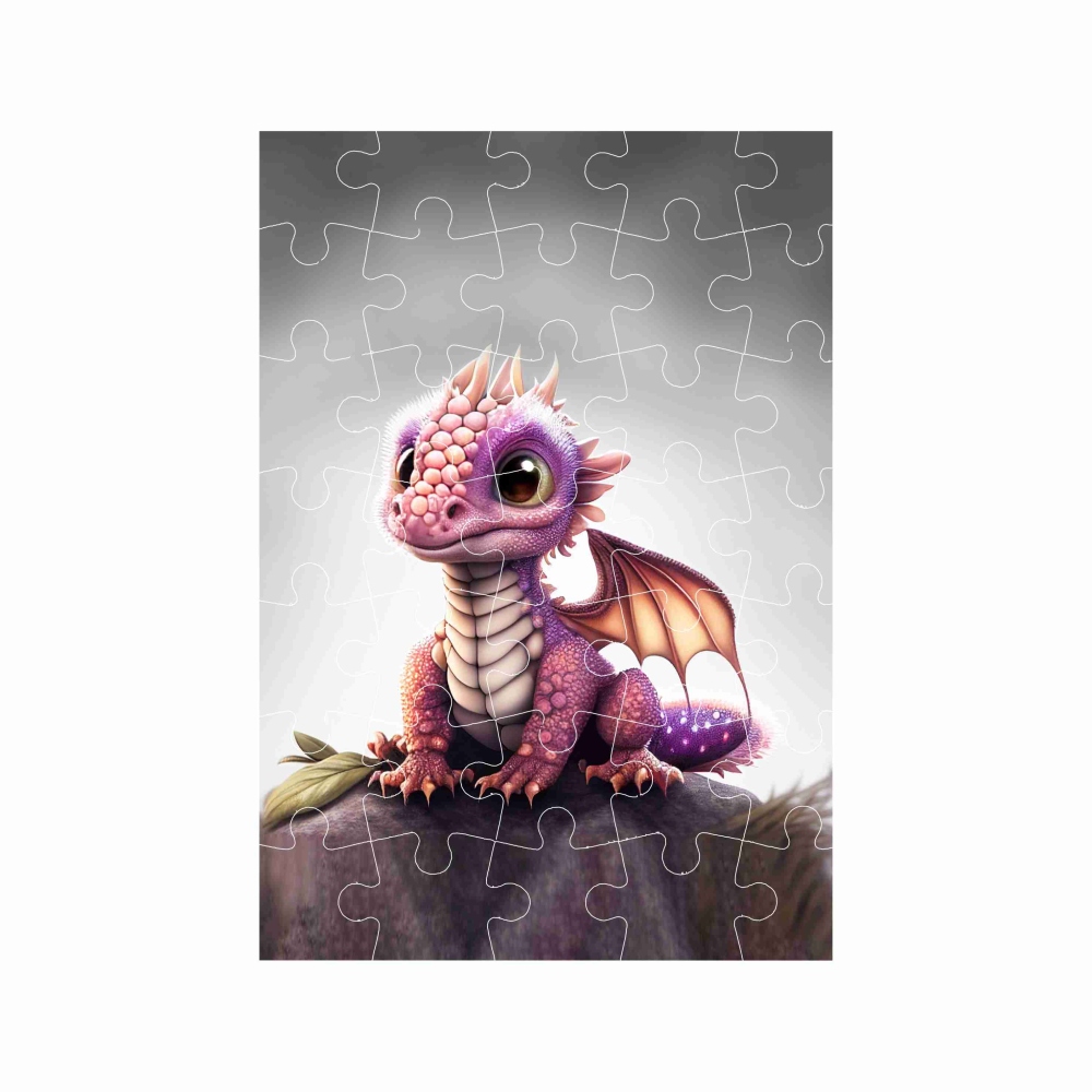 Puzzle A4 29x20cm (40 dílků) s obrázkem - růžový dráček