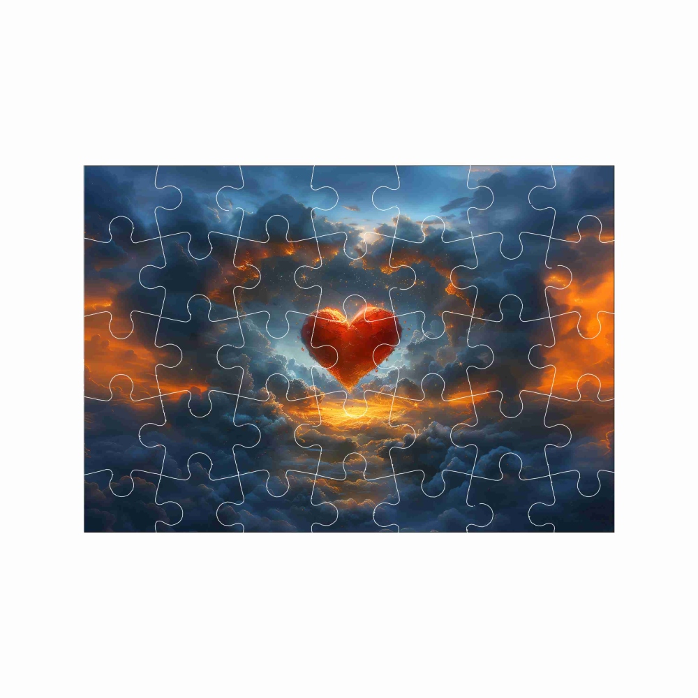 Puzzle A4 29x20cm (40 dílků) s obrázkem - srdce a mraky