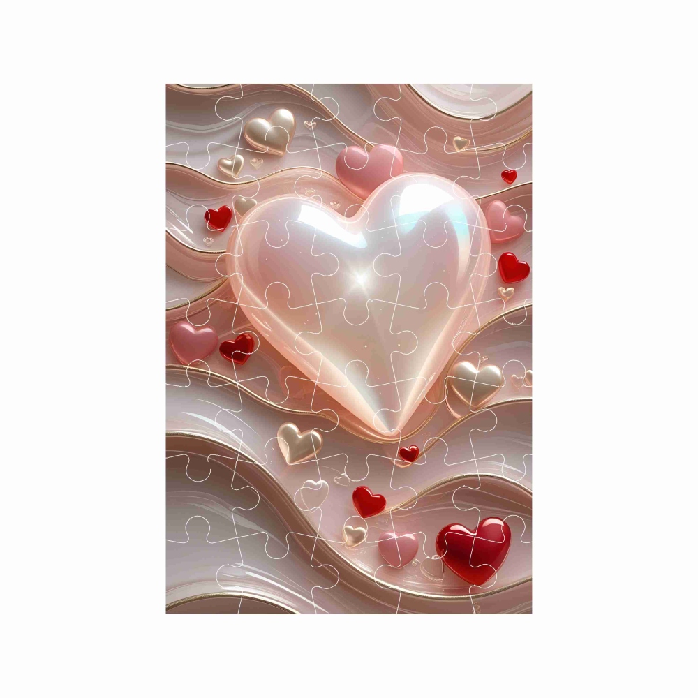 Puzzle A4 29x20cm (40 dílků) s obrázkem - srdíčka