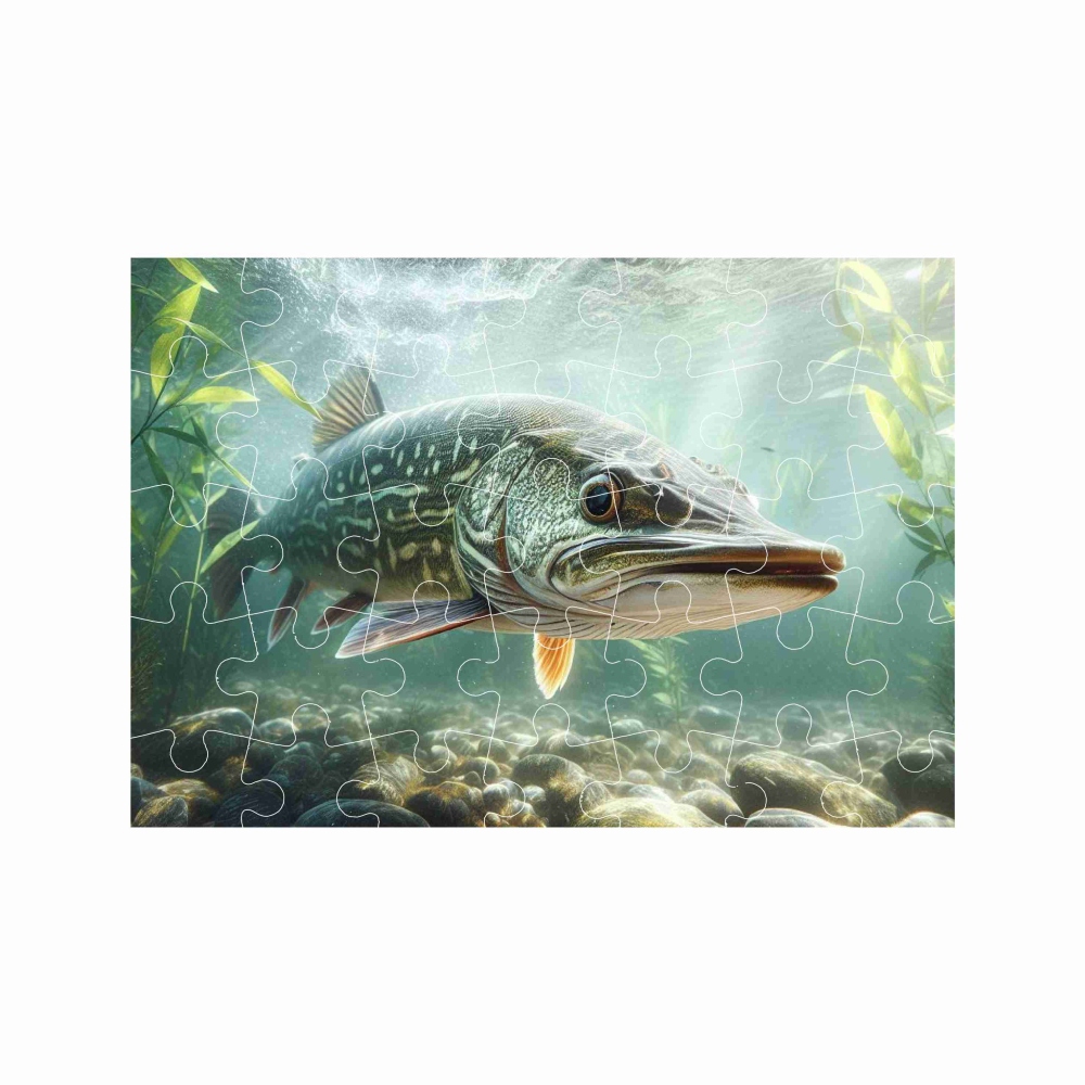 Puzzle A4 29x20cm (40 dílků) s obrázkem - štika