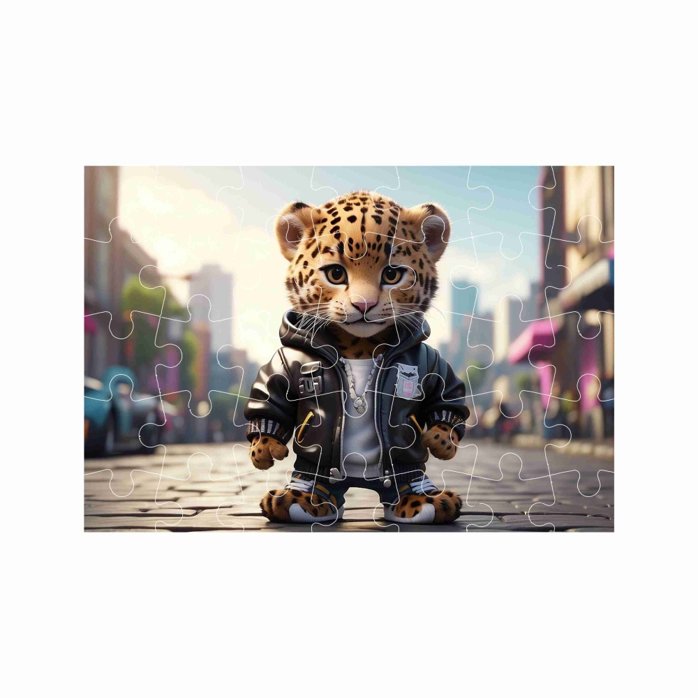 Puzzle A4 29x20cm (40 dílků) s obrázkem - tygřík v bundě