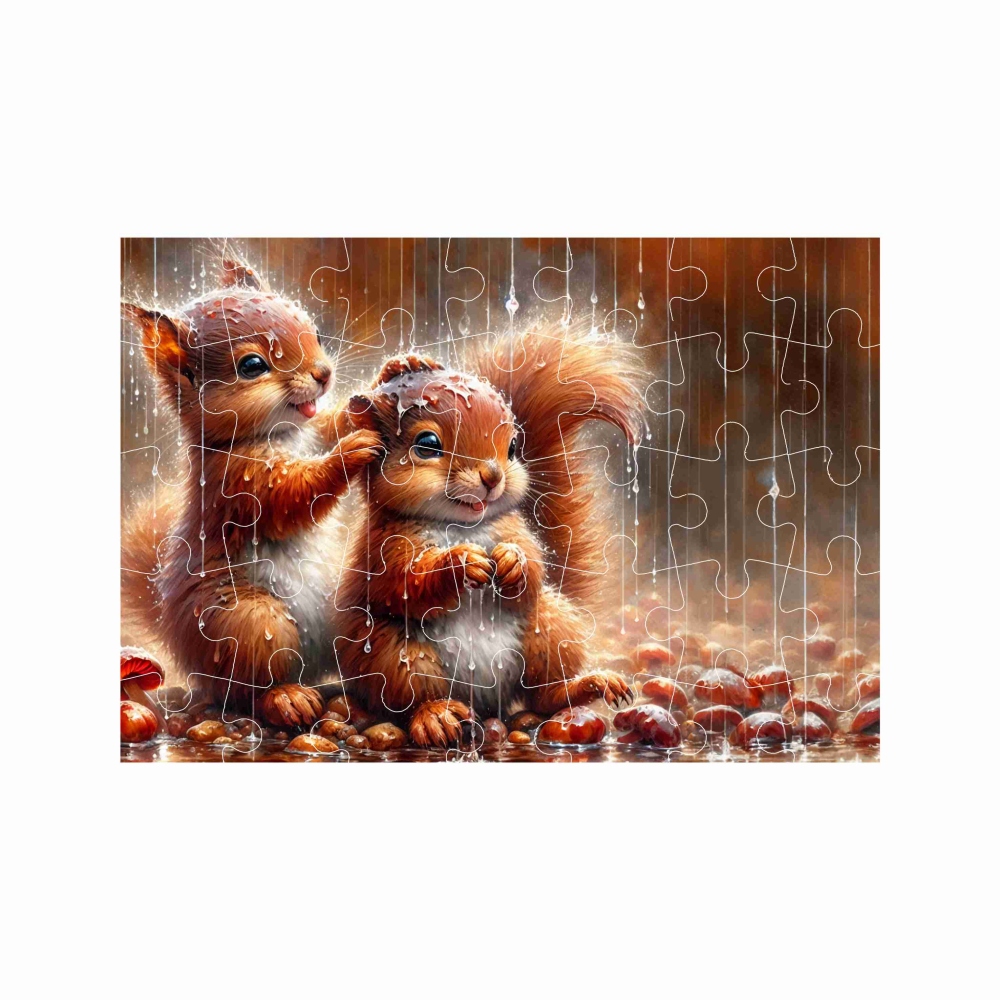 Puzzle A4 29x20cm (40 dílků) s obrázkem - veverky