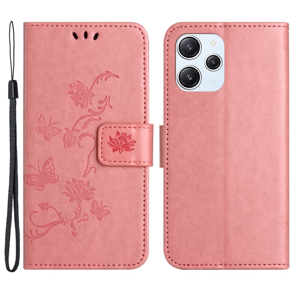 Flower knížkové pouzdro na Xiaomi Redmi 12 4G/5G - růžové