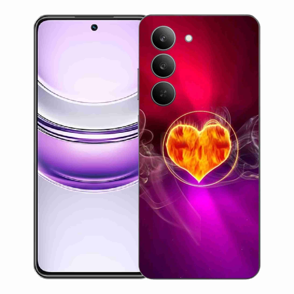 Gelový kryt mmCase na Realme 14x 5G - ohnivé srdce