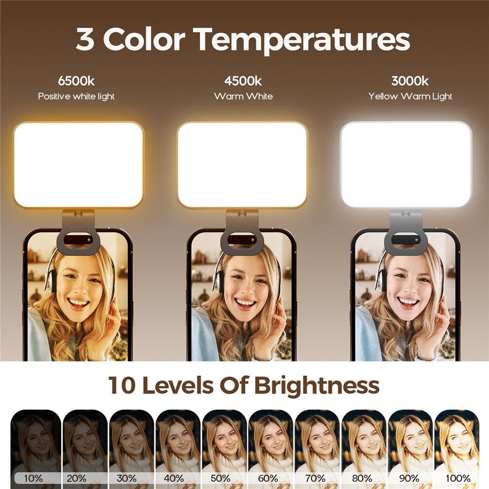 LED přisvětlovací světlo na mobil s klipem - černé