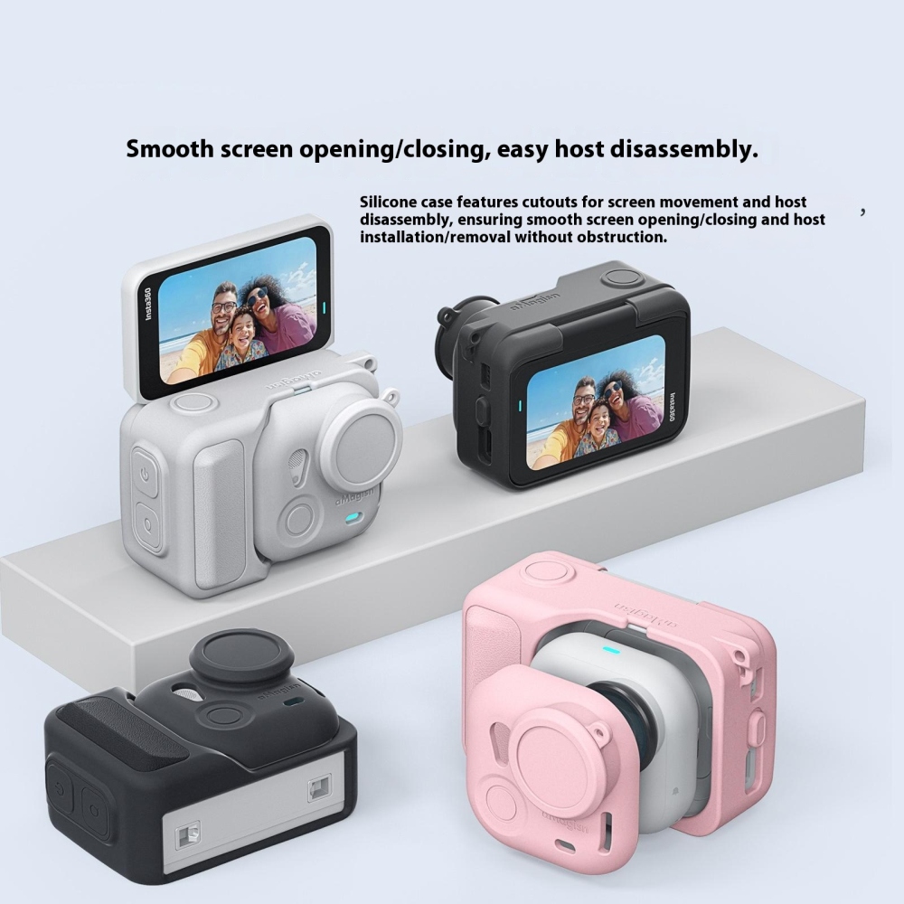 AMAGISN silikonové pouzdro s krytkou objektivu pro Insta360 GO Ultra - šedé