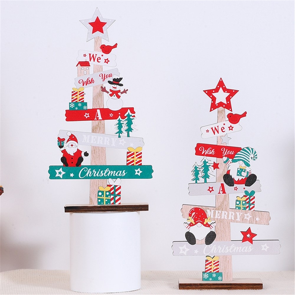 Vánoční dřevěná dekorace se Santou a sněhulákem