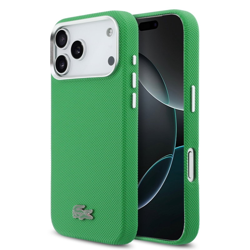 Lacoste Iconic Petit Pique Metal Logo MagSafe Zadní Kryt pro iPhone 17 Pro Max Green