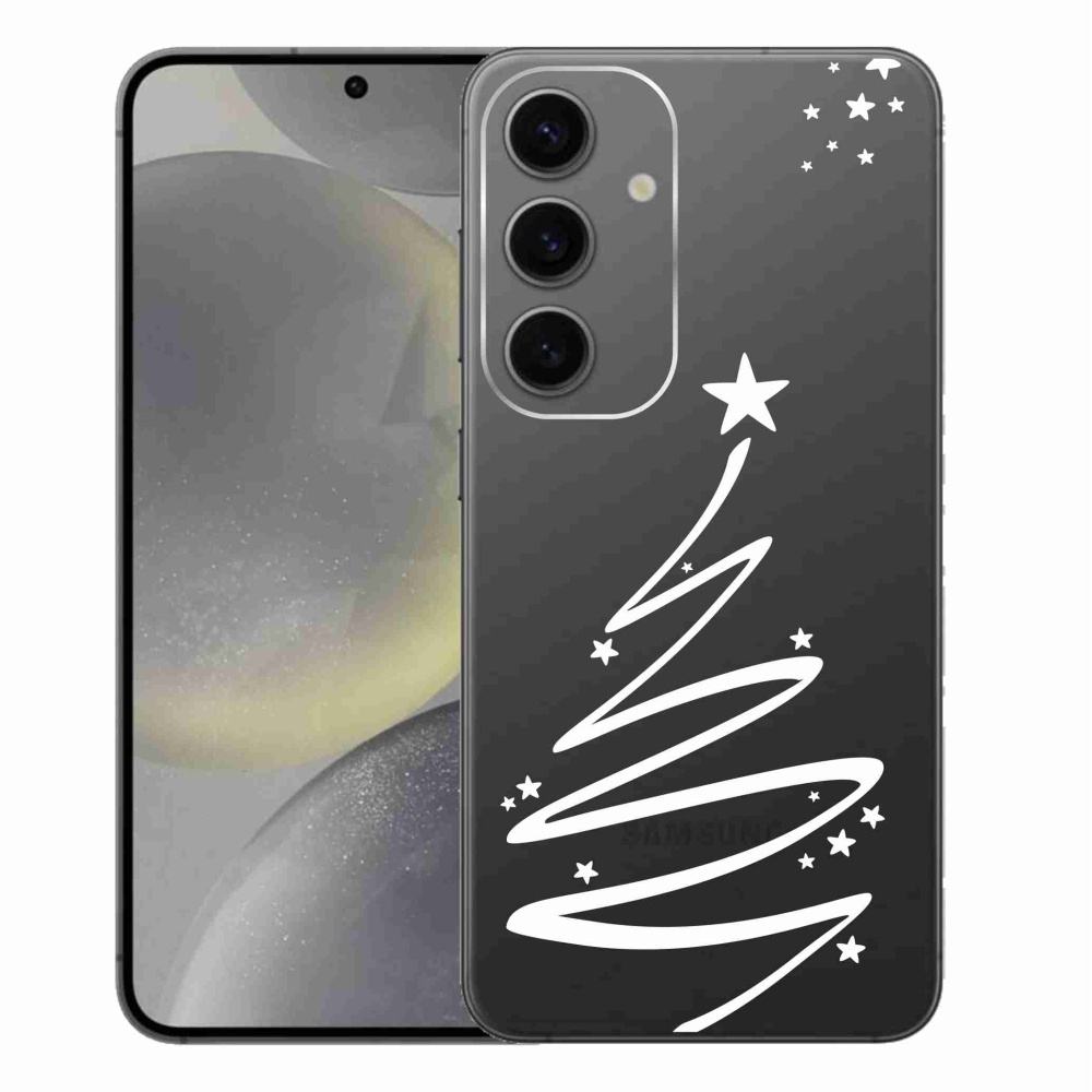 Gelový kryt mmCase na Samsung Galaxy S24+ - bílý stromeček na průhledném pozadí