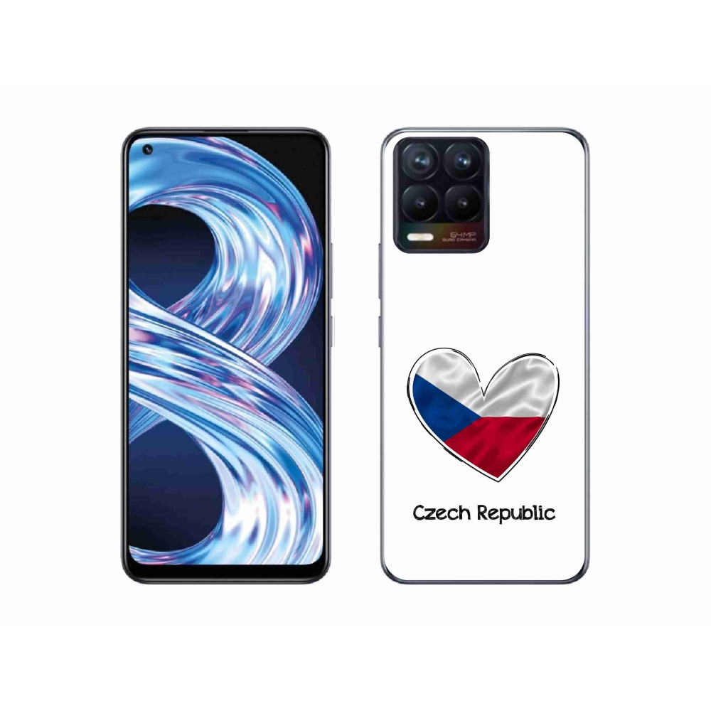 Gelový kryt mmCase na Realme 8 4G - vlajka srdce bílé pozadí
