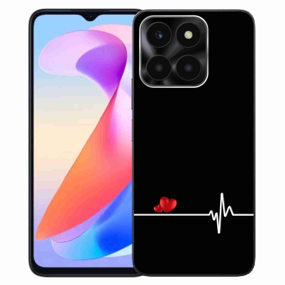 Gelový kryt mmCase na Honor X6a - srdce a tep černé pozadí