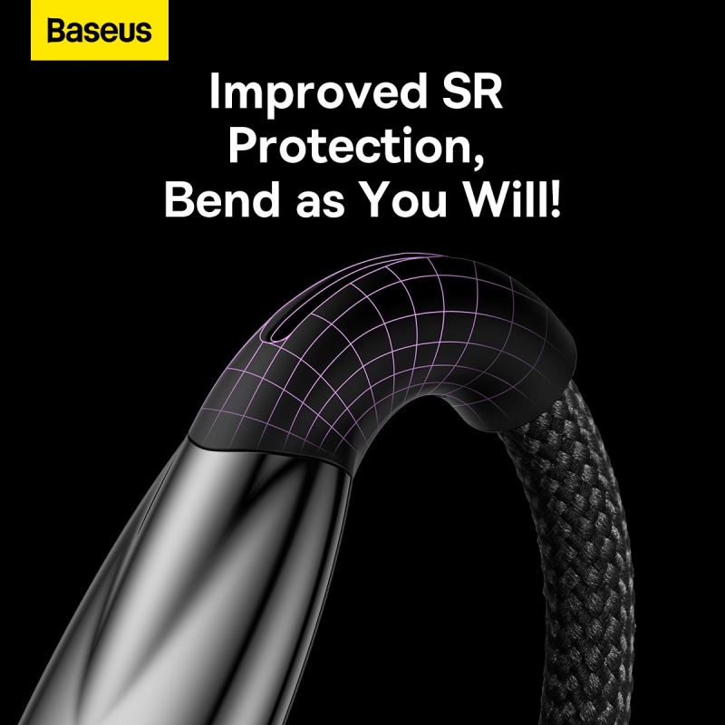 Baseus Glimmer Series Fast Charging Datový Kabel USB-A - USB-C 100W 1m Black