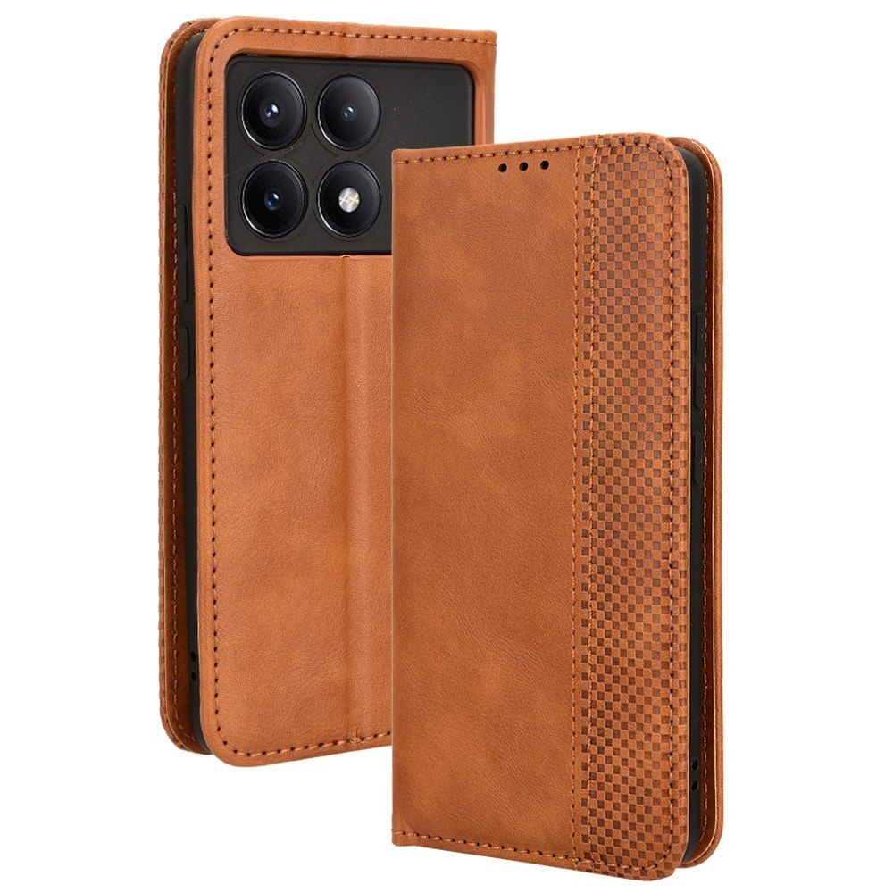 Vintage knížkové pouzdro na Xiaomi Poco X6 Pro 5G - hnědé
