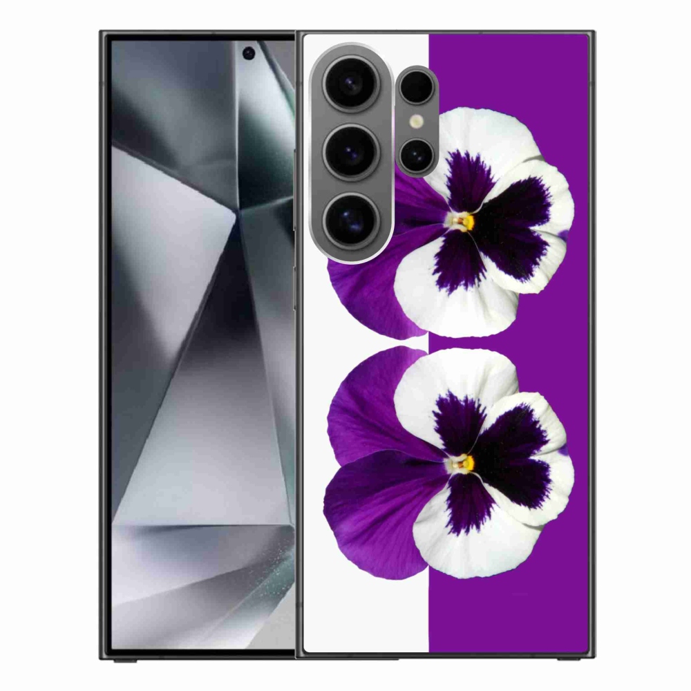 Gelový kryt mmCase na Samsung Galaxy S24 Ultra - fialovobílý květ