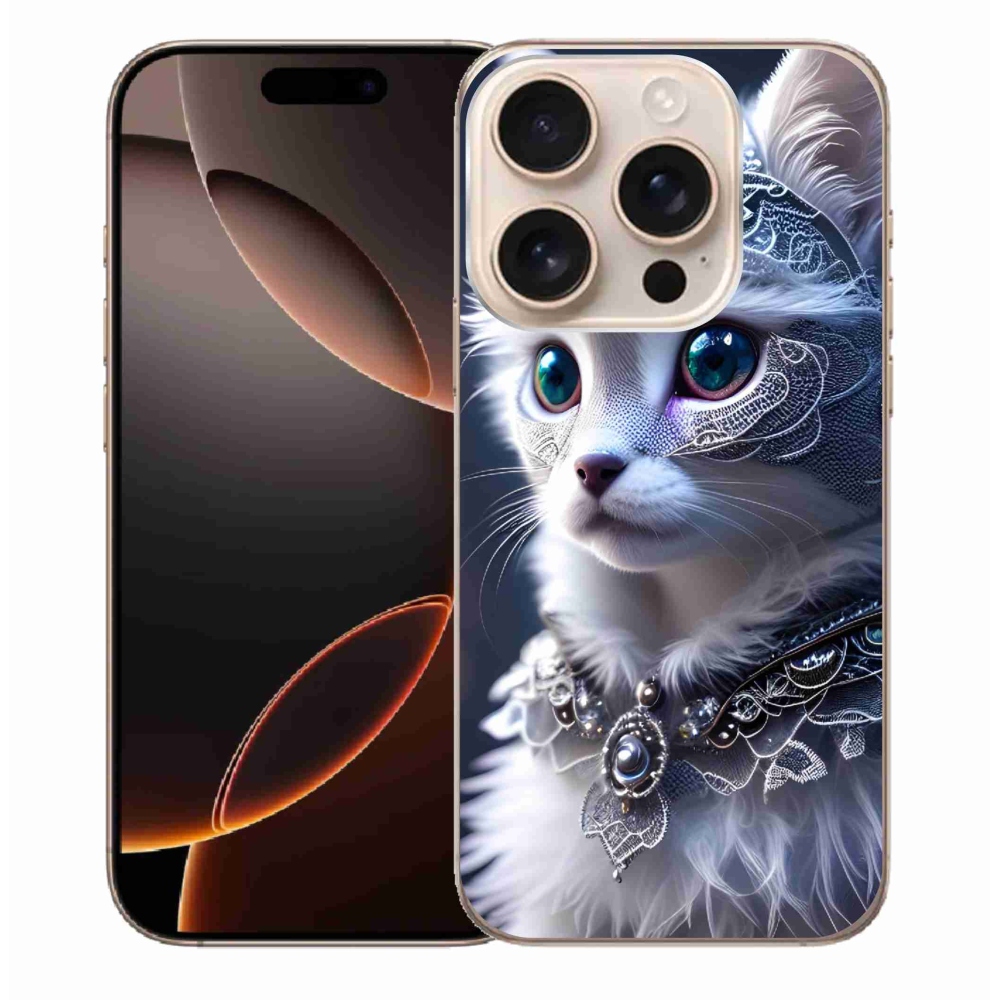 Gelový kryt mmCase na iPhone 16 Pro Max - bílá kočka