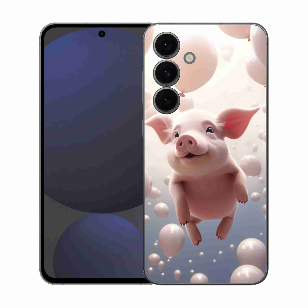 Gelový kryt mmCase na Samsung Galaxy S25 FE - prasátko s balónky