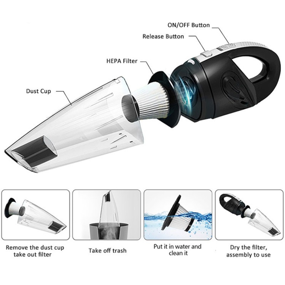 Bezdrátový ruční vysavač do auta 120W