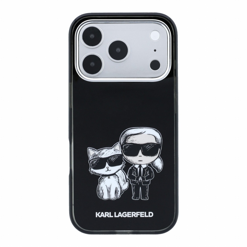 Karl Lagerfeld PU Semi Wrap Smooth Sketch Bodies Magsafe Zadní Kryt pro iPhone 18 Pro Black